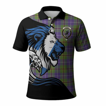 Turnbull Tartan Crest Polo Shirt Scottish Golden Lions Wave Flow