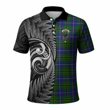 Turnbull Tartan Crest Polo Shirt With New Zealand Silver Fern Maori Koru