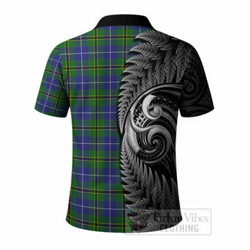 Turnbull Tartan Crest Polo Shirt With New Zealand Silver Fern Maori Koru