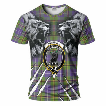 Turnbull Tartan Crest T-Shirt Ferocious Lion Style