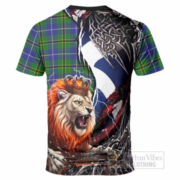 Turnbull Tartan Crest T-Shirt Heritage Flag Grunge Celtic Knot and Lion Rampant