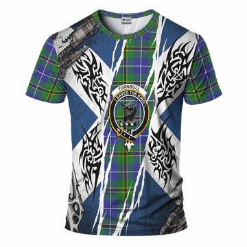 Turnbull Tartan Crest T-Shirt Scotland Flag Ripped Tribal Design