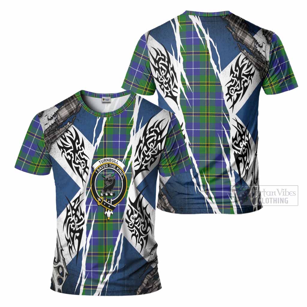 Turnbull Tartan Crest T-Shirt Scotland Flag Ripped Tribal Design
