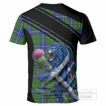 Turnbull Tartan Crest T-Shirt Scottish Lion Rampant Thistle