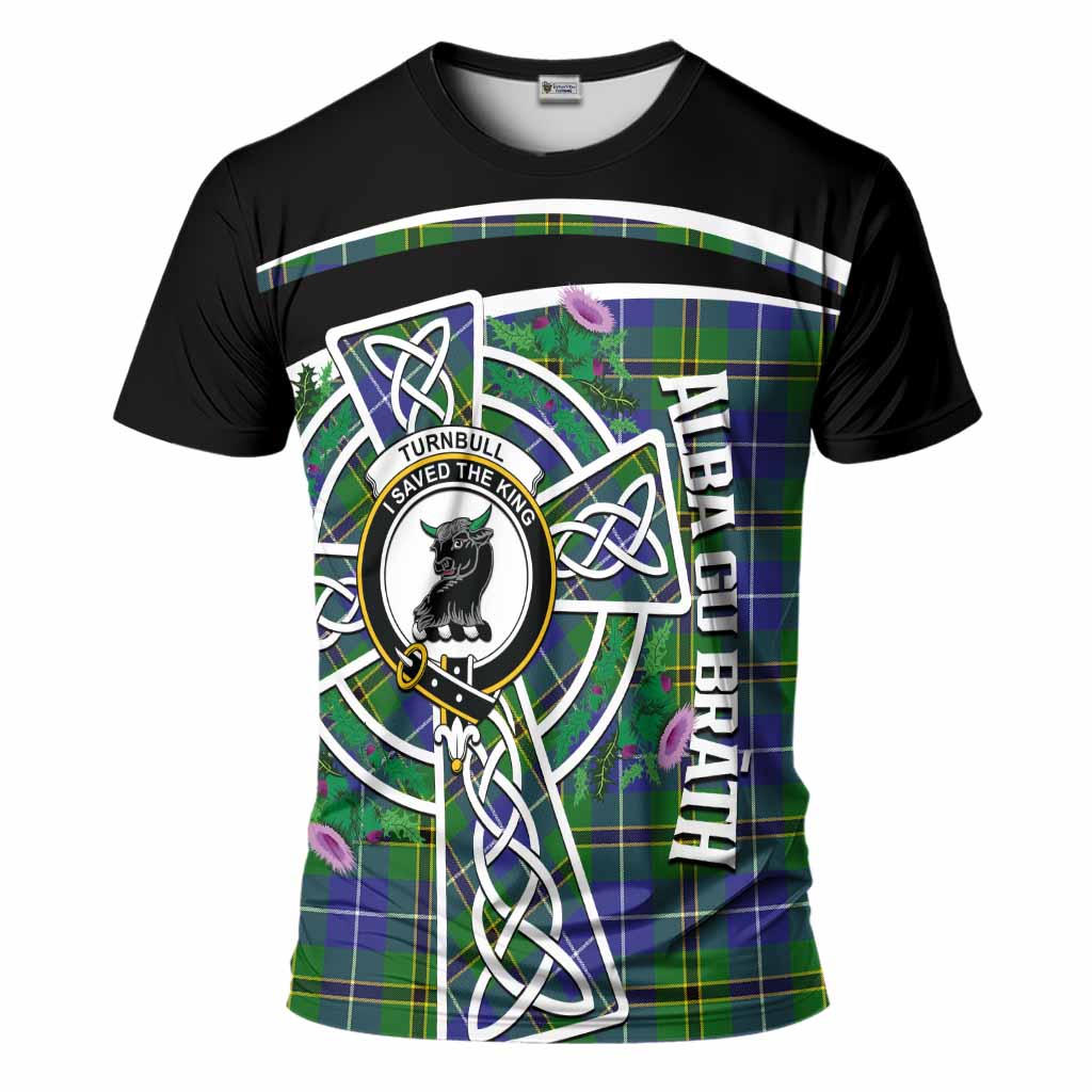 Turnbull Tartan Crest T-Shirt Scottish Thistle Celtic Cross Alba Gu Brath