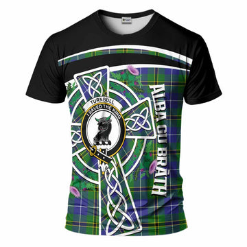 Turnbull Tartan Crest T-Shirt Scottish Thistle Celtic Cross Alba Gu Brath