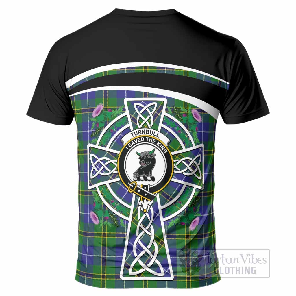 Turnbull Tartan Crest T-Shirt Scottish Thistle Celtic Cross Alba Gu Brath