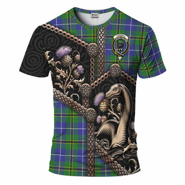 Turnbull Tartan Crest T-Shirt Scottish Thistle Loch Ness Monster