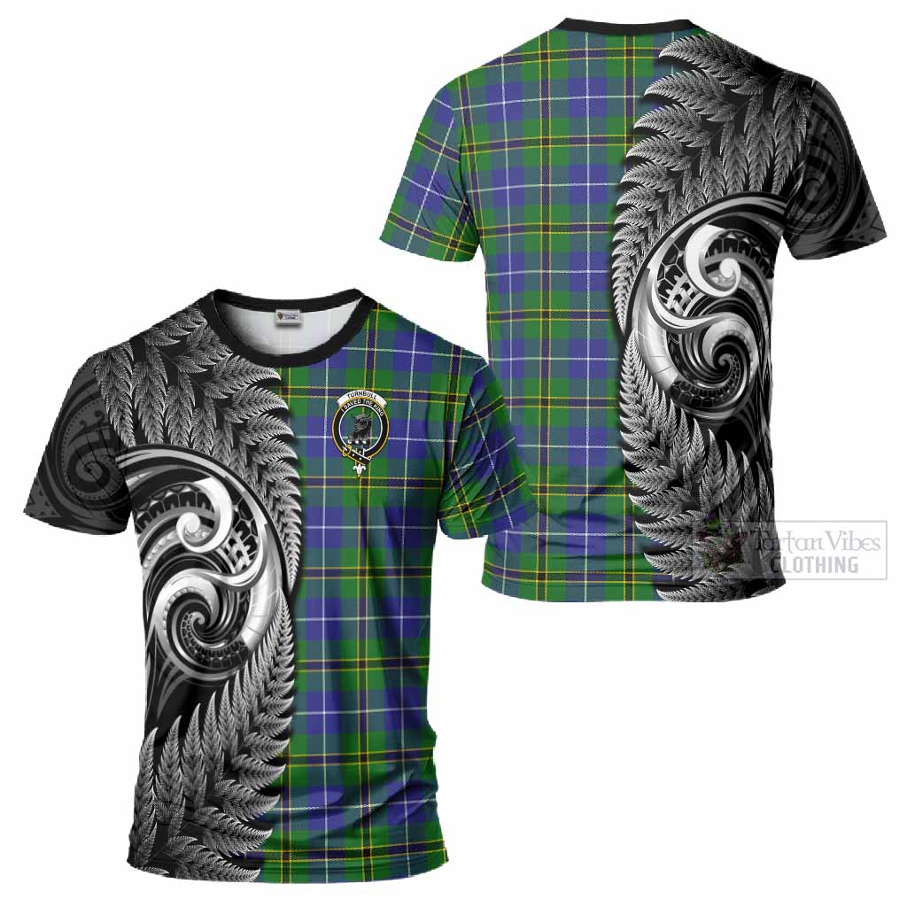 Turnbull Tartan Crest T-Shirt With New Zealand Silver Fern Maori Koru