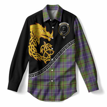 Turnbull Tartan Crest Women Casual Shirt Legendary Dragon Knot Half Style