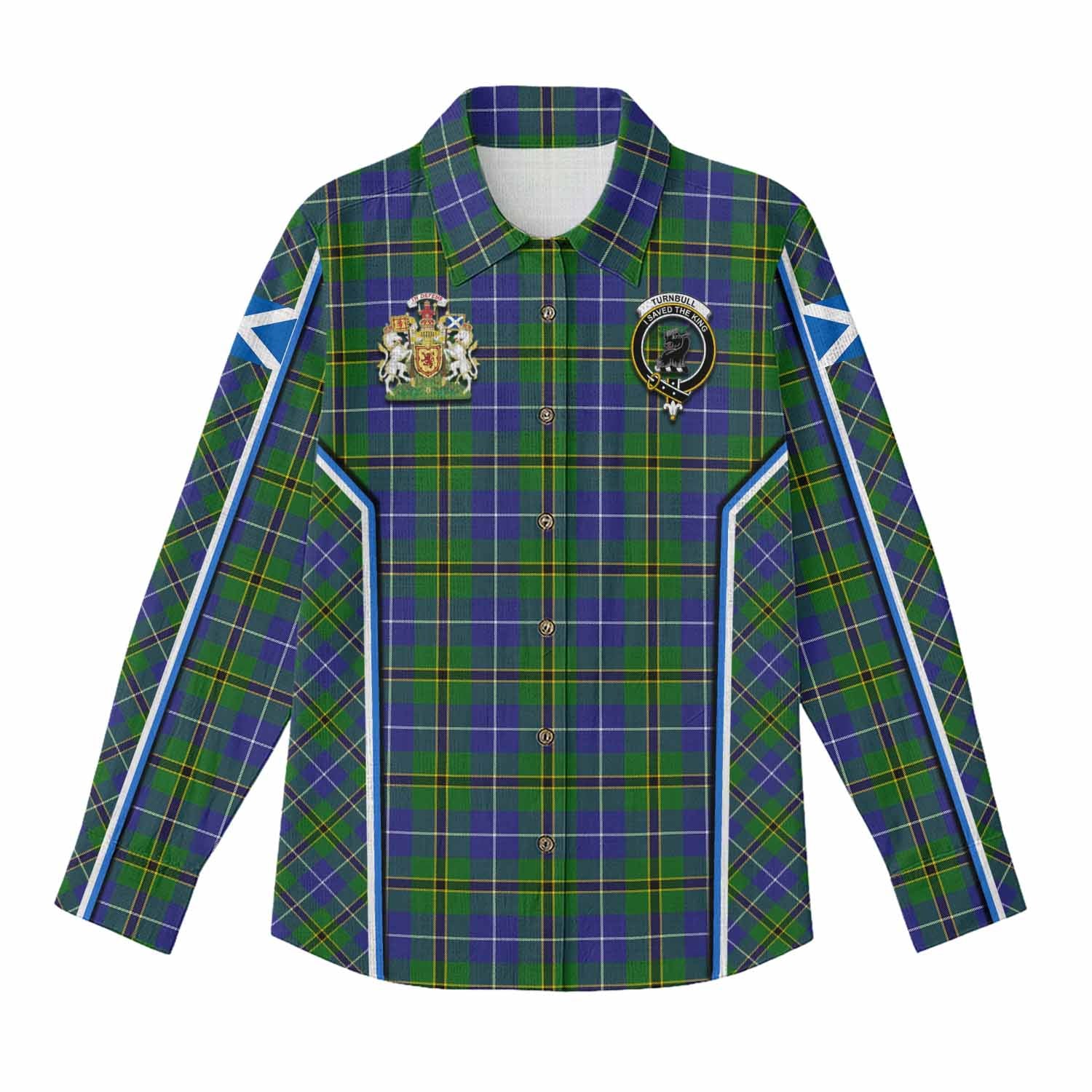 Turnbull Tartan Crest Women Casual Shirt Scotland Coat of Arm Flag Style - Tartan Vibes Clothing