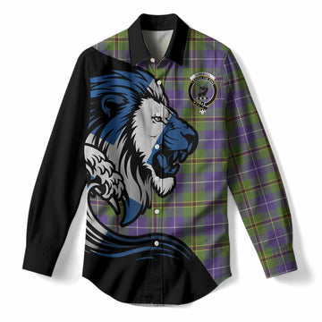 Turnbull Tartan Crest Women Casual Shirt Scottish Golden Lions Wave Flow