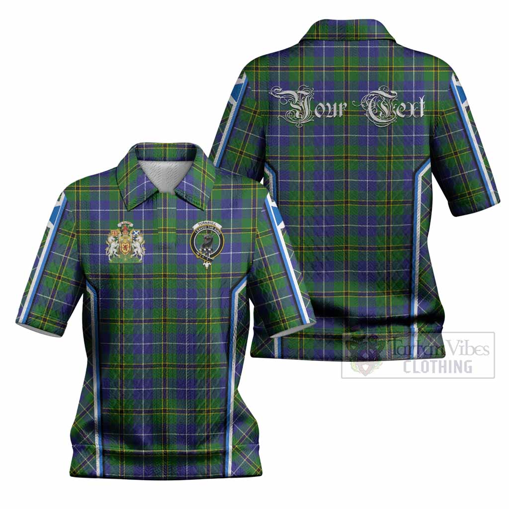 Turnbull Tartan Crest Women’s Polo Sweater Top Scotland Coat of Arm Flag Style