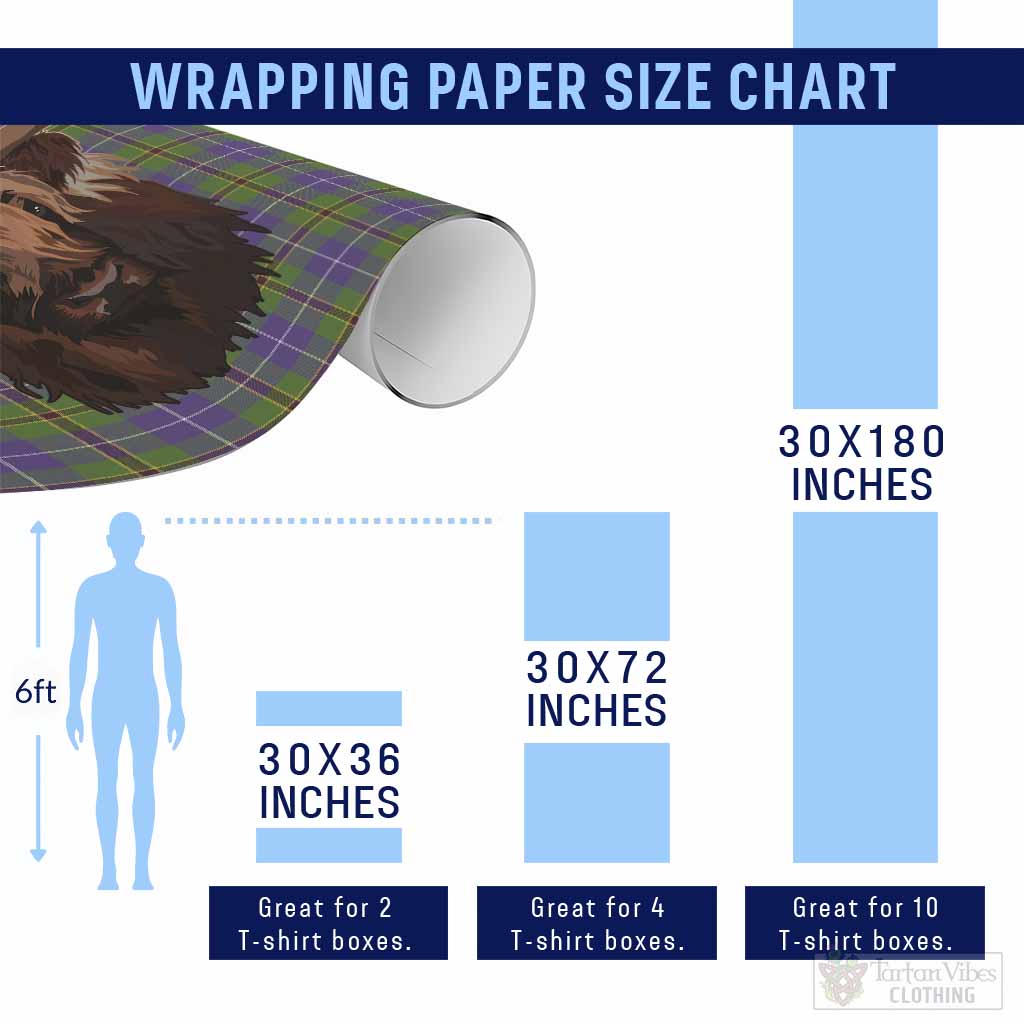 Turnbull Tartan Crest Wrapping Paper Scotland Heilan Coo Tartan Seamless Style