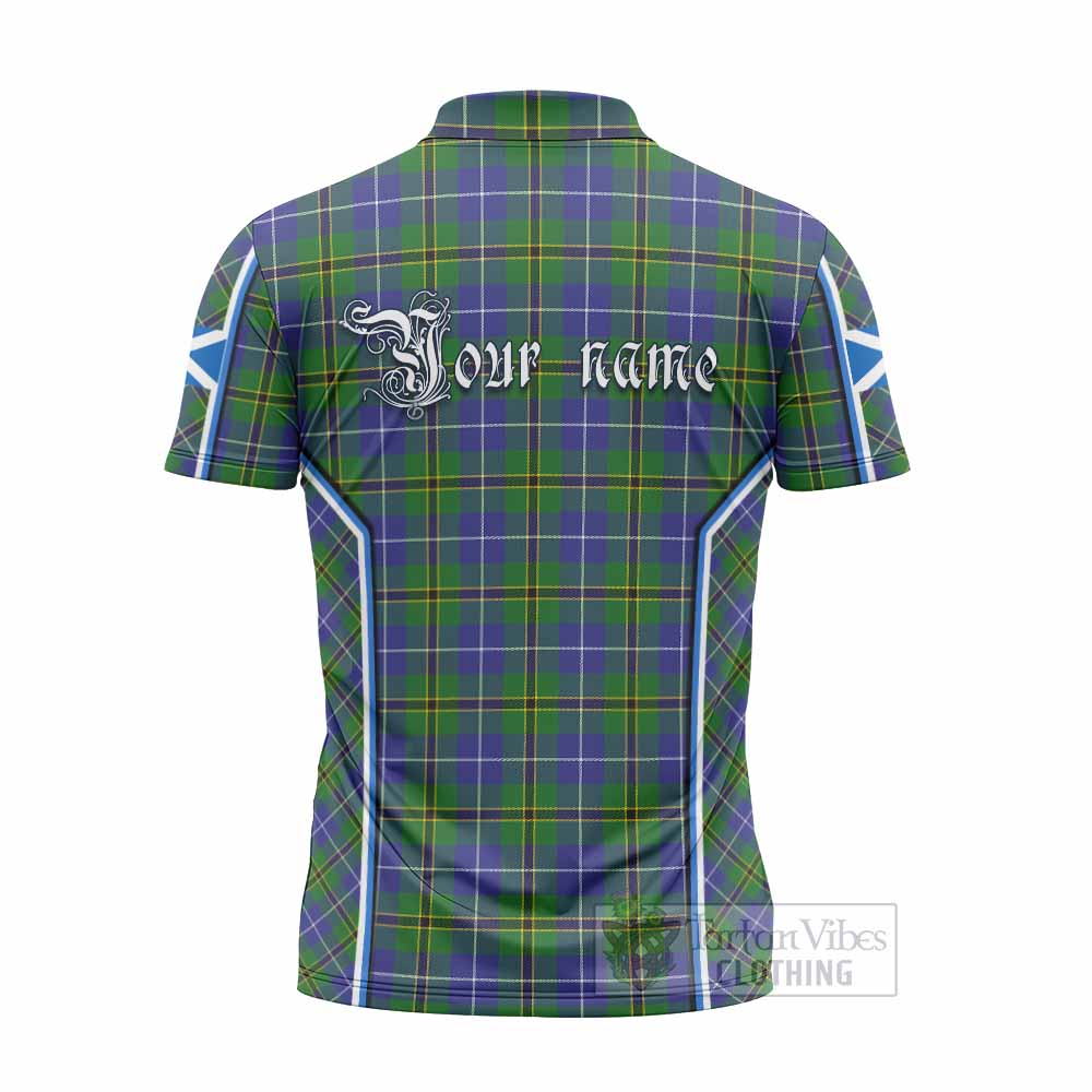 Turnbull Tartan Crest Zipper Polo Shirt Scotland Coat of Arm Flag Style - Tartan Vibes Clothing