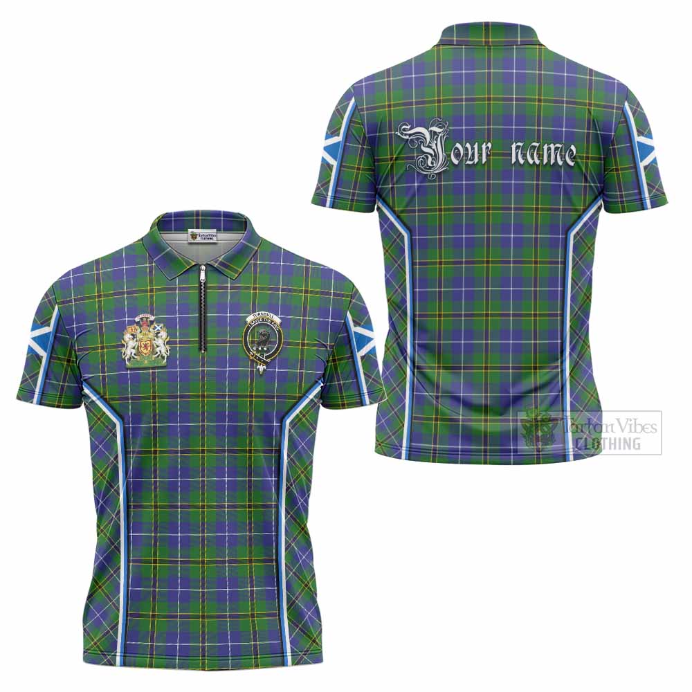 Turnbull Tartan Crest Zipper Polo Shirt Scotland Coat of Arm Flag Style - Tartan Vibes Clothing
