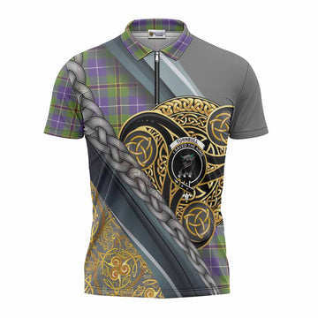 Turnbull Tartan Crest Zipper Polo Shirt Scottish Triskele Celtic
