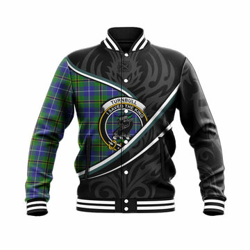 Turnbull Tartan Family Crest Baseball Jacket Celtic Scottish Thistle Floral