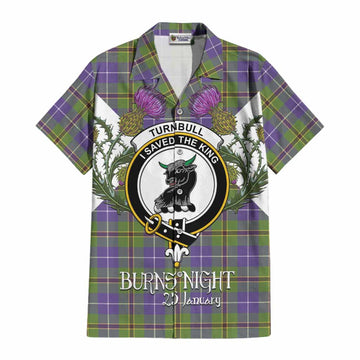 Turnbull Tartan Family Crest Cotton Hawaiian Shirt Scottish Burns Night Thistle Floral