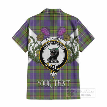 Turnbull Tartan Family Crest Cotton Hawaiian Shirt Scottish Burns Night Thistle Floral