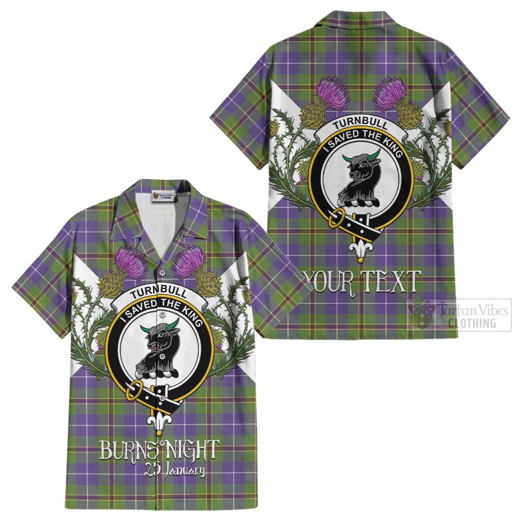 Turnbull Tartan Family Crest Cotton Hawaiian Shirt Scottish Burns Night Thistle Floral