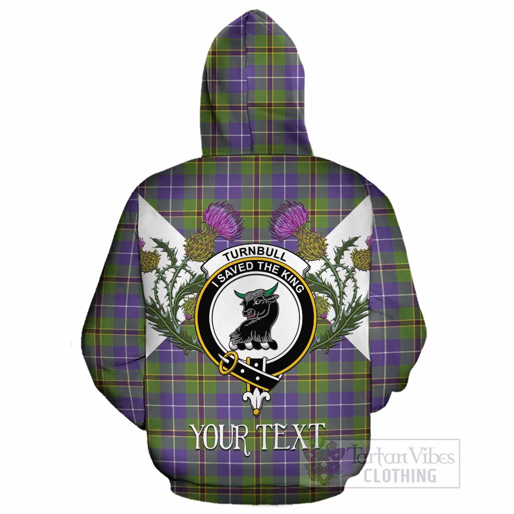 Turnbull Tartan Family Crest Cotton Hoodie Scottish Burns Night Thistle Floral