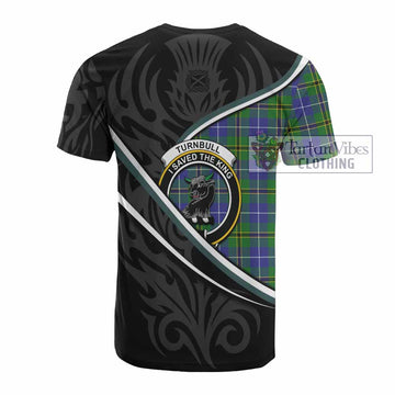 Turnbull Tartan Family Crest Cotton T-shirt Celtic Scottish Thistle Floral