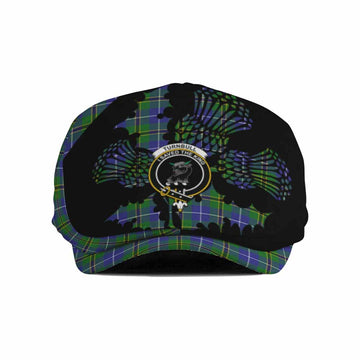 Turnbull Tartan Family Crest Flat Cap, Jeff Cap Scotland Thistle Floral