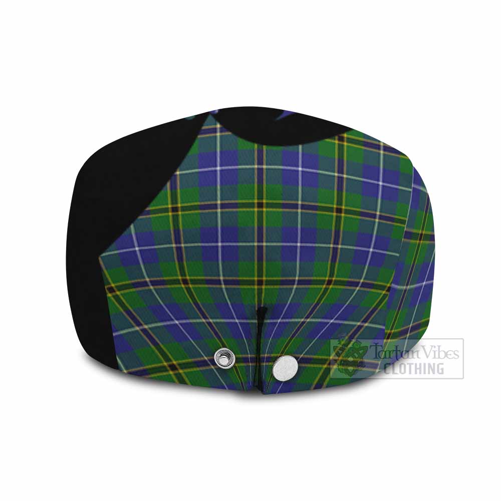 Turnbull Tartan Family Crest Flat Cap, Jeff Cap Scotland Thistle Floral