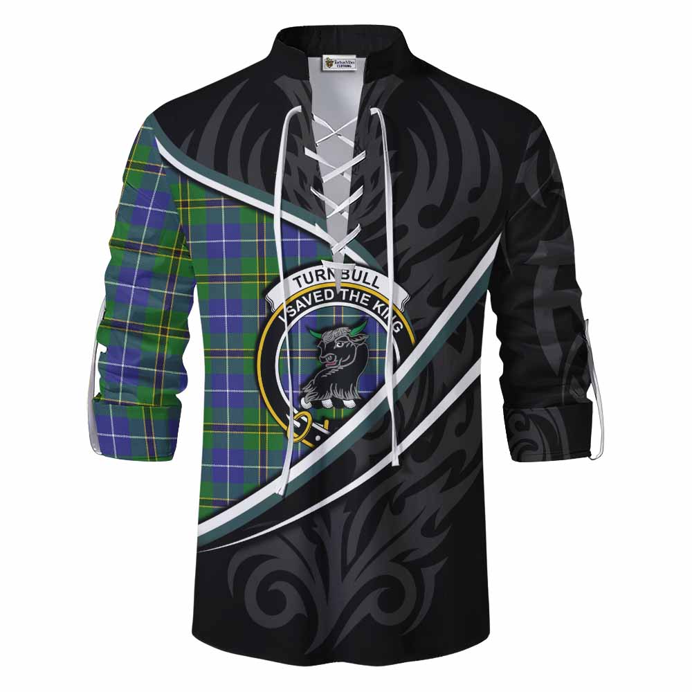 Turnbull Tartan Family Crest Ghillie Kilt Shirt Celtic Scottish Thistle Floral - Tartan Vibes Clothing