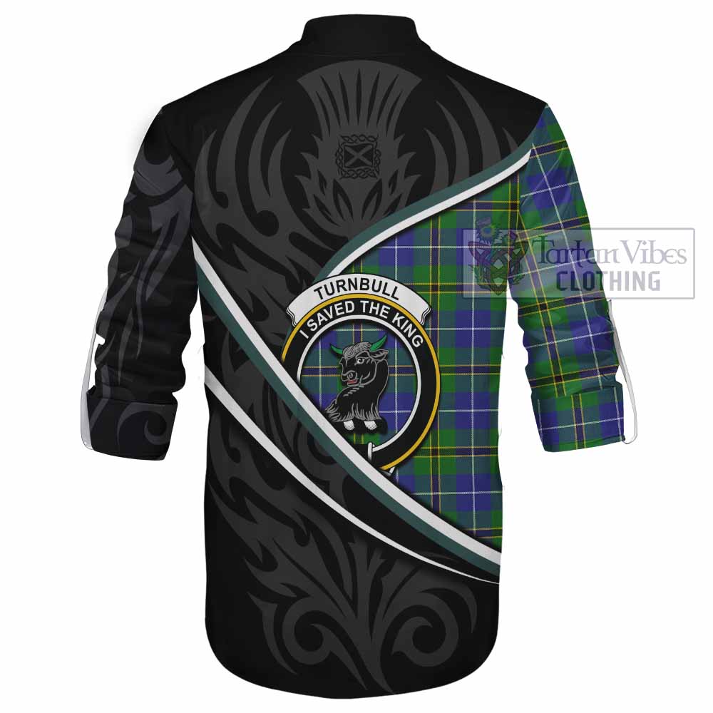 Turnbull Tartan Family Crest Ghillie Kilt Shirt Celtic Scottish Thistle Floral - Tartan Vibes Clothing
