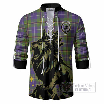 Turnbull Tartan Family Crest Ghillie Shirt Crowned Lion Roaring