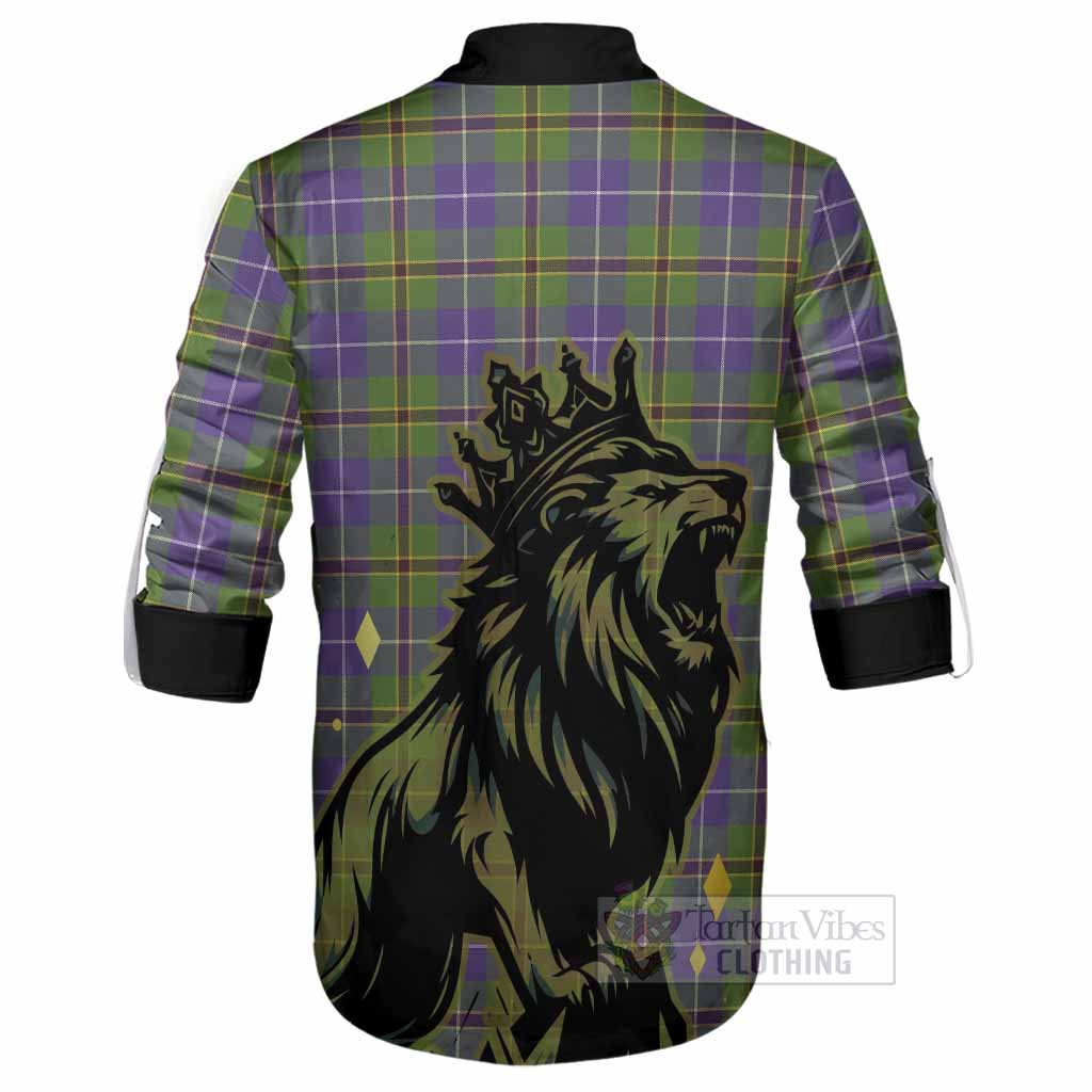 Turnbull Tartan Family Crest Ghillie Shirt Crowned Lion Roaring