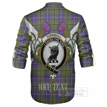 Turnbull Tartan Family Crest Ghillie Shirt Scottish Burns Night Thistle Floral