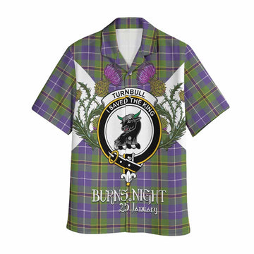 Turnbull Tartan Family Crest Hawaiian Shirt Scottish Burns Night Thistle Floral