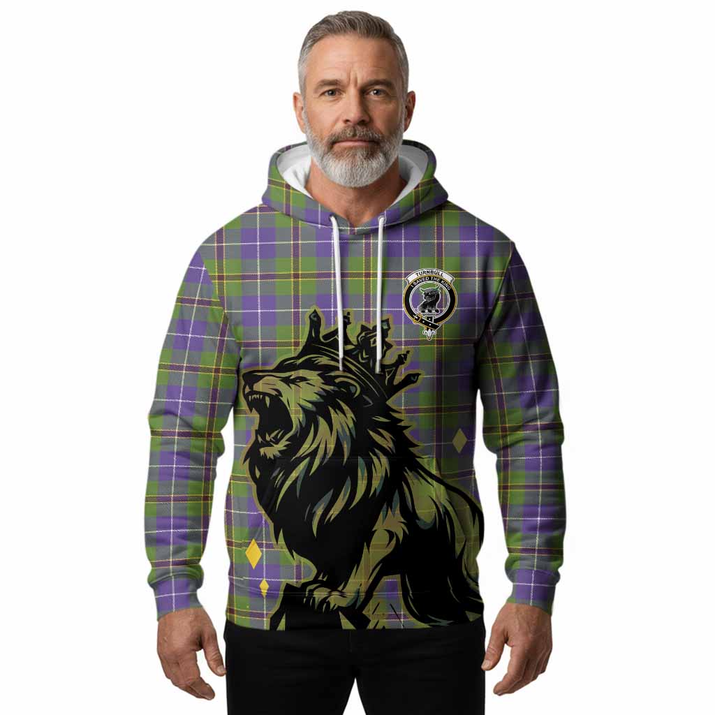 Turnbull Tartan Family Crest Hoodie Crowned Lion Roaring