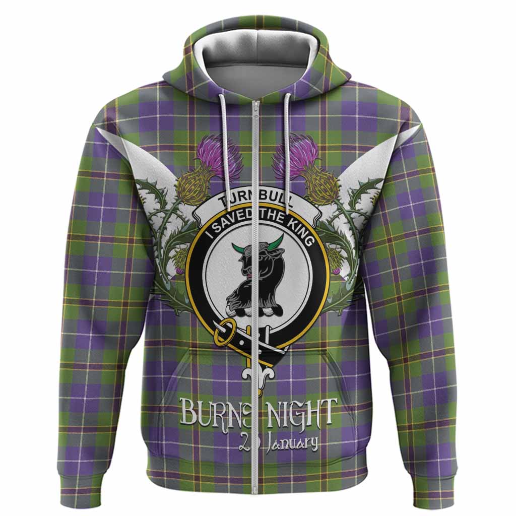 Turnbull Tartan Family Crest Hoodie Scottish Burns Night Thistle Floral