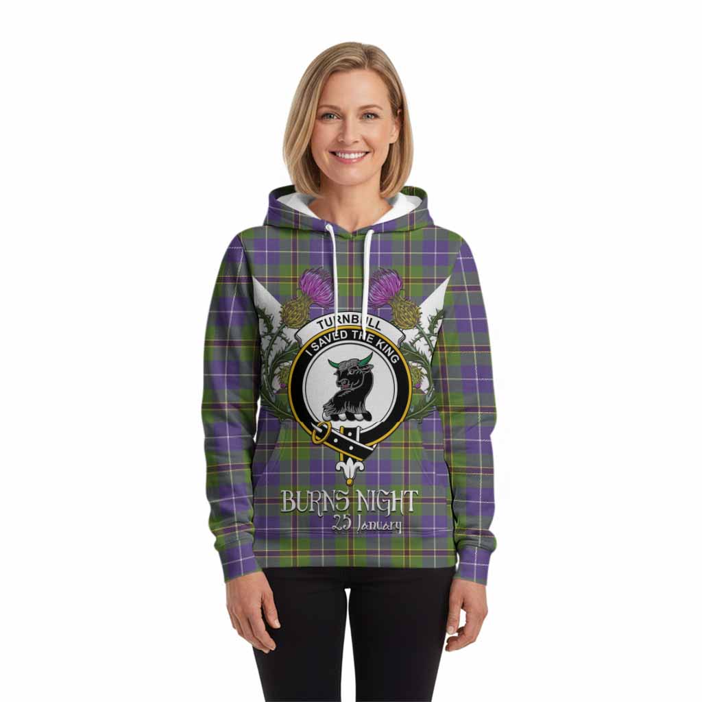 Turnbull Tartan Family Crest Hoodie Scottish Burns Night Thistle Floral
