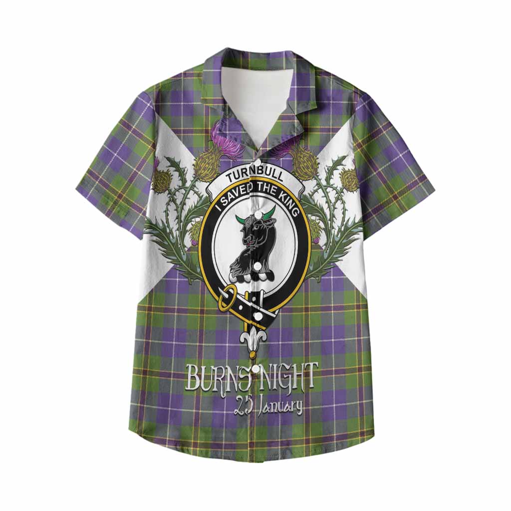 Turnbull Tartan Family Crest Kid Hawaiian Shirt Scottish Burns Night Thistle Floral