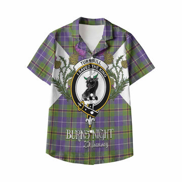 Turnbull Tartan Family Crest Kid Hawaiian Shirt Scottish Burns Night Thistle Floral