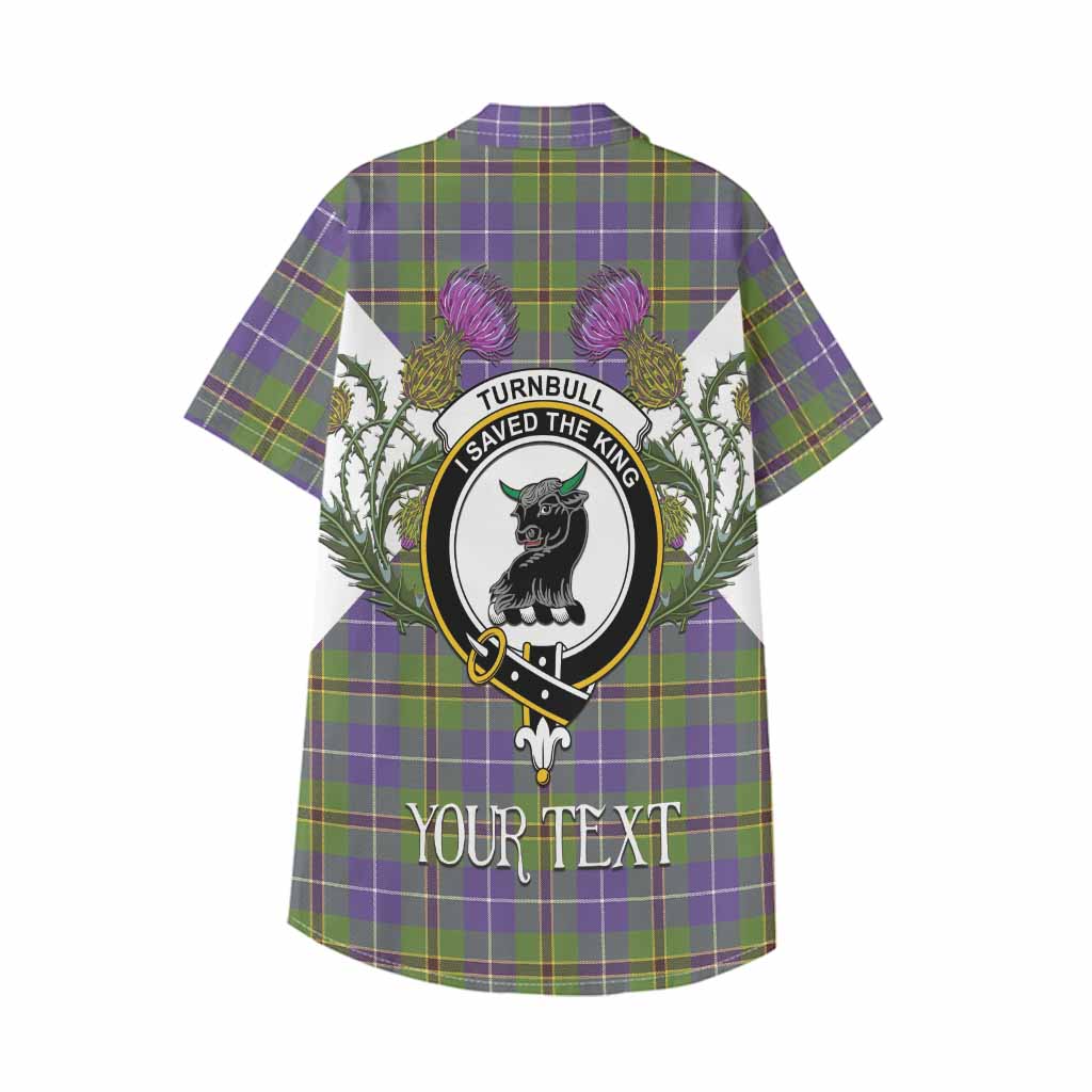 Turnbull Tartan Family Crest Kid Hawaiian Shirt Scottish Burns Night Thistle Floral