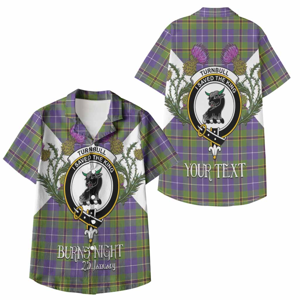 Turnbull Tartan Family Crest Kid Hawaiian Shirt Scottish Burns Night Thistle Floral
