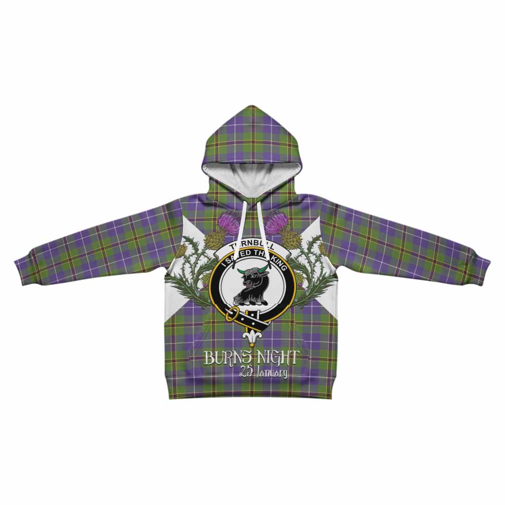 Turnbull Tartan Family Crest Kid Hoodie Scottish Burns Night Thistle Floral