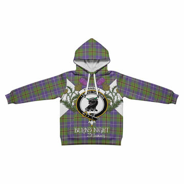 Turnbull Tartan Family Crest Kid Hoodie Scottish Burns Night Thistle Floral