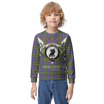 Turnbull Tartan Family Crest Kid Knitted Sweatshirt Scottish Burns Night Thistle Floral