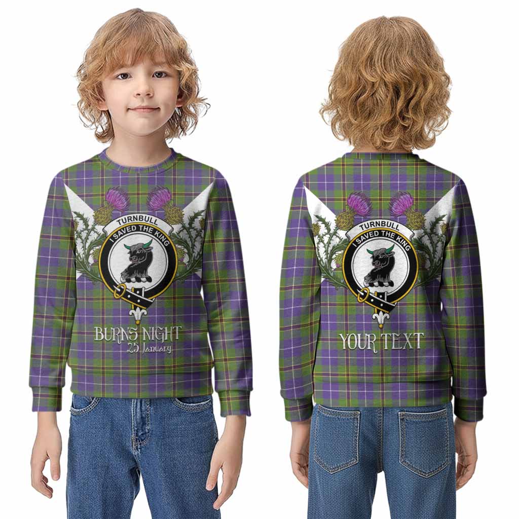 Turnbull Tartan Family Crest Kid Knitted Sweatshirt Scottish Burns Night Thistle Floral