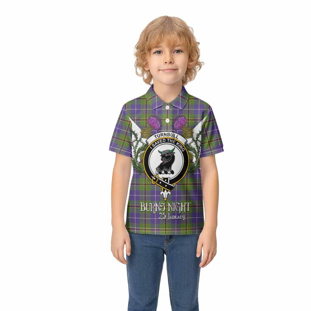 Turnbull Tartan Family Crest Kid Polo Shirt Scottish Burns Night Thistle Floral
