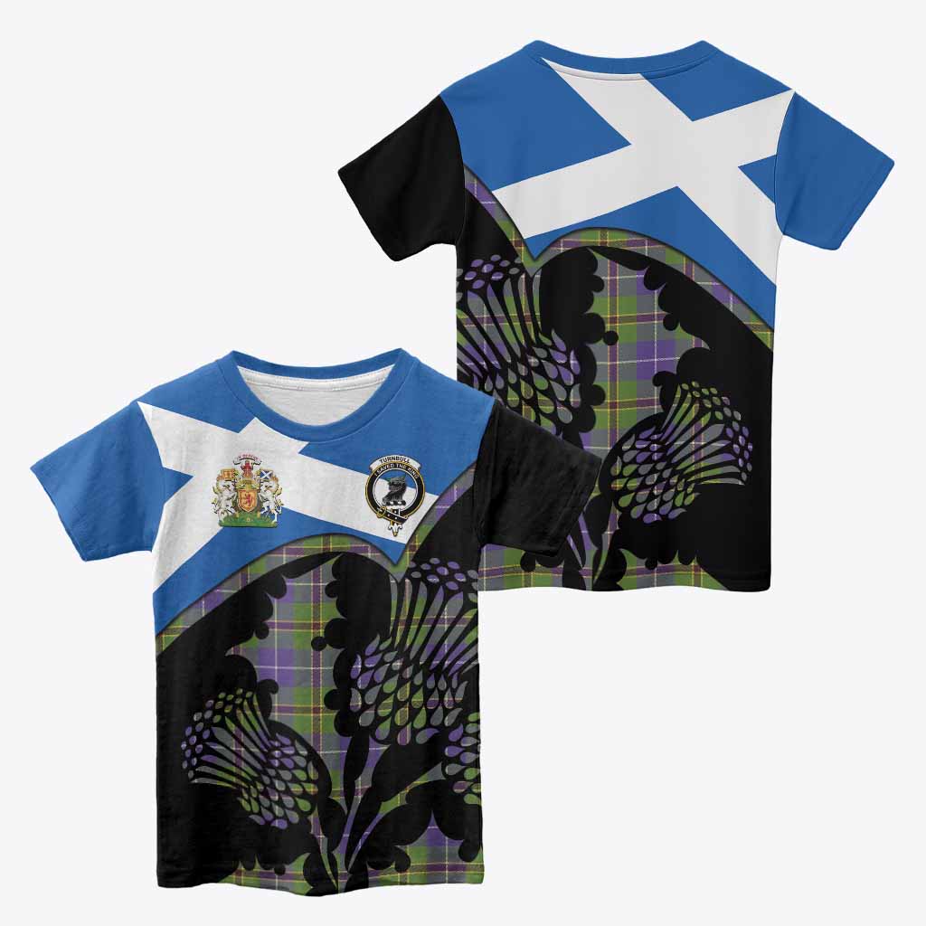 Turnbull Tartan Family Crest Kid T-shirt Scotland Thistle Floral Flag Style