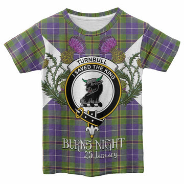 Turnbull Tartan Family Crest Kid T-shirt Scottish Burns Night Thistle Floral