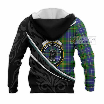 Turnbull Tartan Family Crest Knitted Hoodie Celtic Scottish Thistle Floral